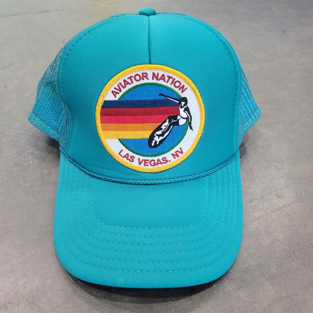 Aviator Nation Trucker Hat Teal Las Vegas Nevada Surfer Mesh Unisex Lightweight